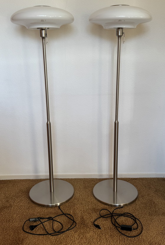 Image 1 of IKEA TALLBYN Design-Stehleuchte (2) | gebürstetes Chrom | Kabeldimmer (zusätzlich) | ca. 2000–2010