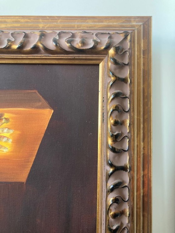 Image 1 of Framed oil paint reproduction of of the iconic painting 'Christ of Saint John of the Cross' by surrealist artist Salvador Dalí.