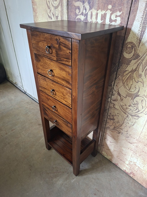 Colonial teka wood chest of drawers, hallway cabinet, side table, dimensions 40x29cm and 95 cm high