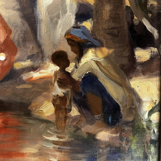 Charles Ernest Smets, Oasis de Tinghir, Maroc, années 1940, Huile sur toile, Encadré – Peintures et dessins (photo 4 of 12)