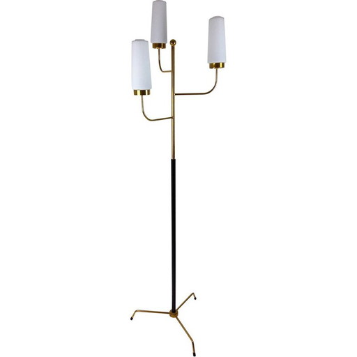 Vintage glazen vloerlamp met 3 opalen 1960