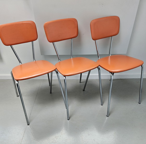 Image 1 of Sillas tubulares Brabantia, color naranja, años 70.