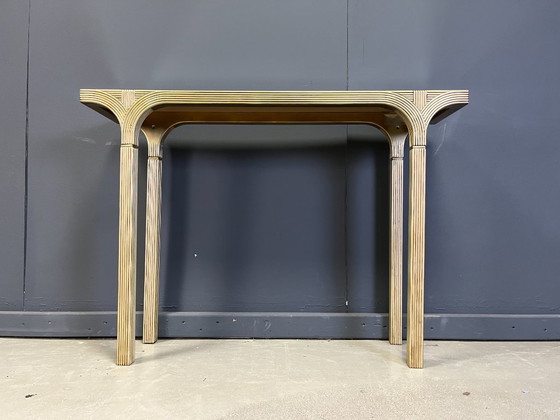 Image 1 of Spiegelende en vergulde houten console van Deknudt België, jaren 70.