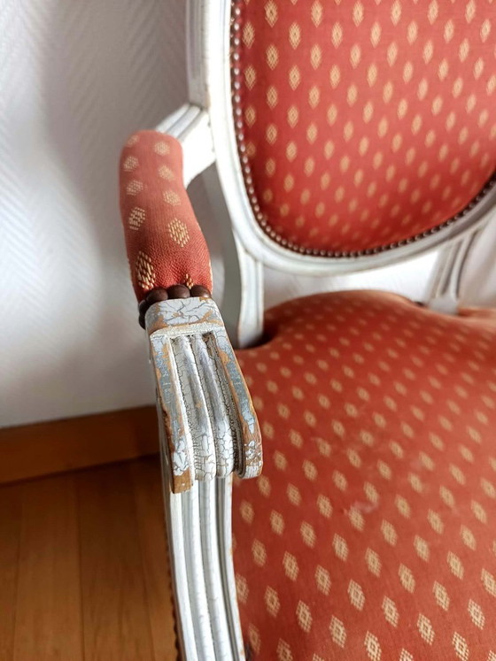 2x Louis XVI Medallion Cabriolet Armchairs – Wood (photo 7 of 15)