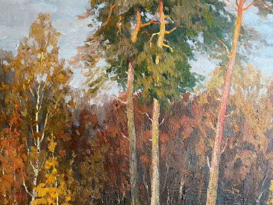 Image 1 of Original Vintage Oil Painting Nature Landscape By the River
