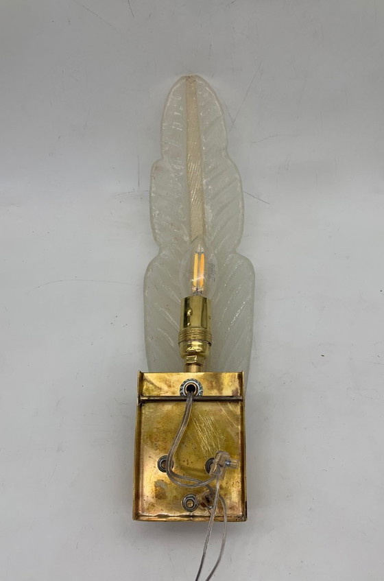 Image 1 of Wall lamp, single leaf attributed to Barovier glass with gold