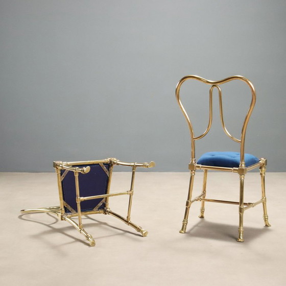 Set van 4 Jansen Argentina stoelen, jaren 1950 – Maison Jansen, Eetkamerstoelen, Brass (photo 10 of 11)