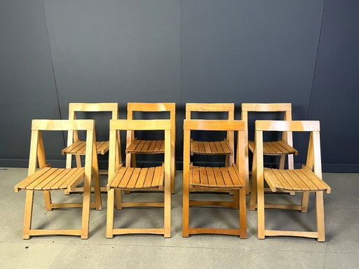 Vintage-Klappstühle aus Holz, 1960er Jahre, 8 Stück