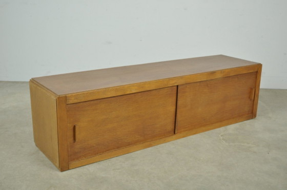 Vintage Mid-Century Wall Cabinet with Sliding Doors, 1960s – Wood (photo 13 of 14)