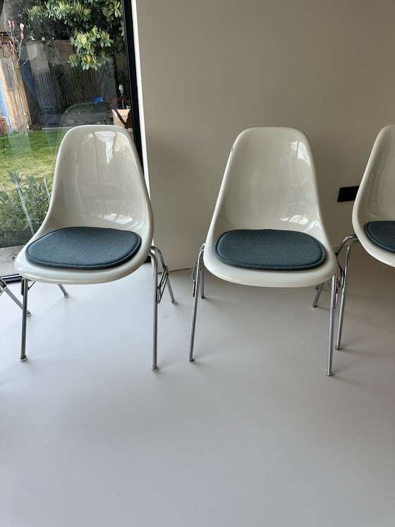 Image 1 of 6x Herman miller Eames DSR Fiberglass kuip stoelen stapelbaar