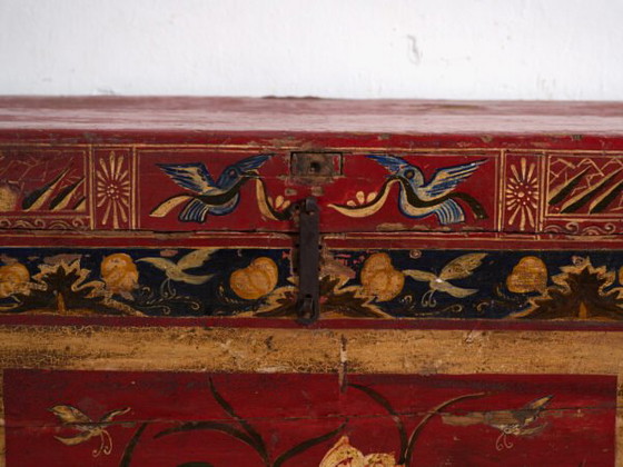 Baule antico dipinto rosso vermiglio in legno di pino – Cina, circa 1900 – Armadi contenitori, Iron (photo 36 of 40)
