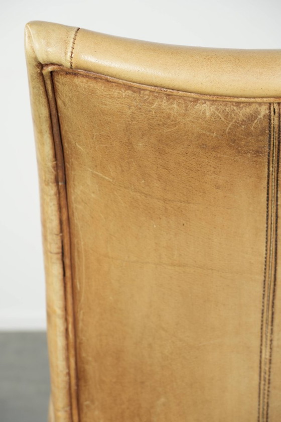 Image 1 of Luxe rundleren eetkamer/ bijzet/ bureaustoel in een mooie lichte kleur met een comfortabele zit en een hoge rug