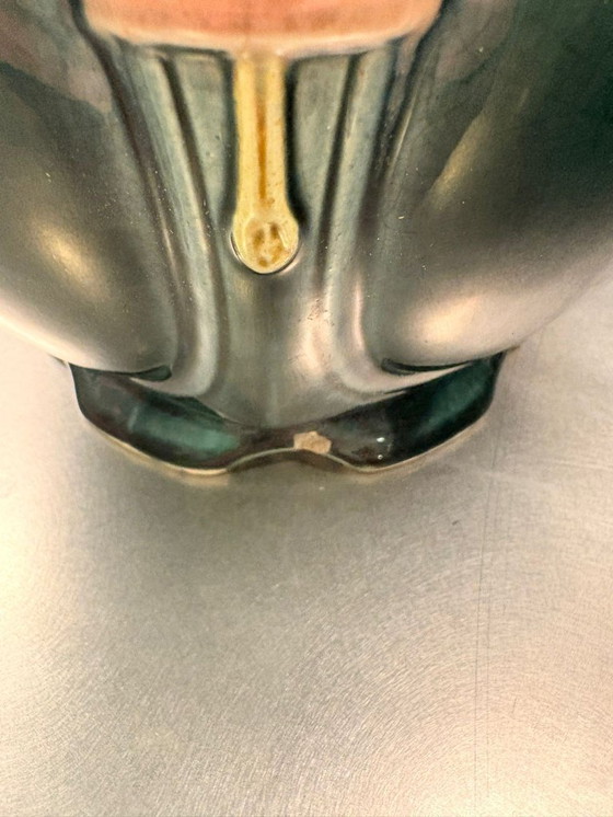 Image 1 of Coppia di cachepot in maiolica stile liberty, epoca 1900 circa