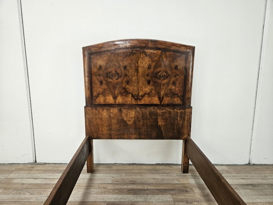 Image 1 of Cama individual toscana Art Déco de los años 40 en madera de raíz de brezo.