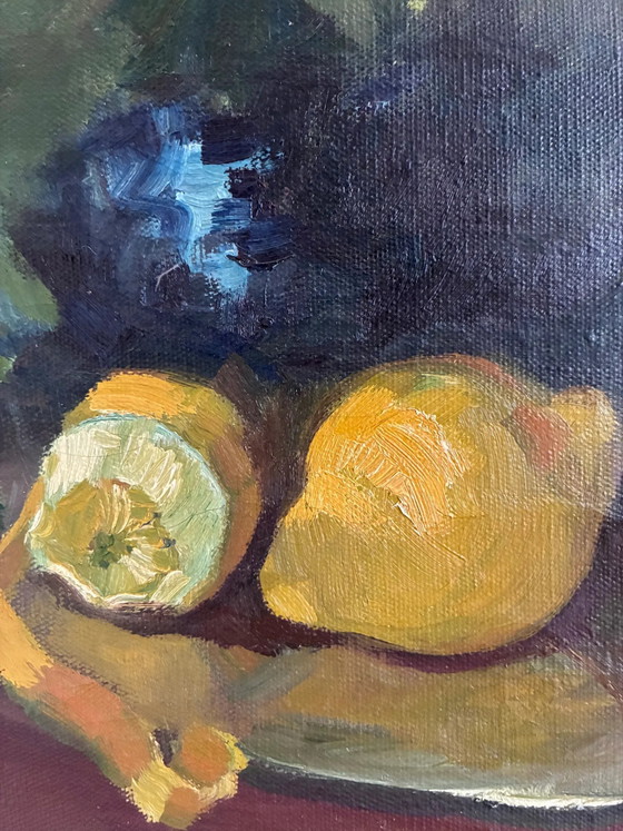 Large vintage original floral still life painting with fruit – Paintings & Drawings, Wood, Canvas (photo 16 of 21)