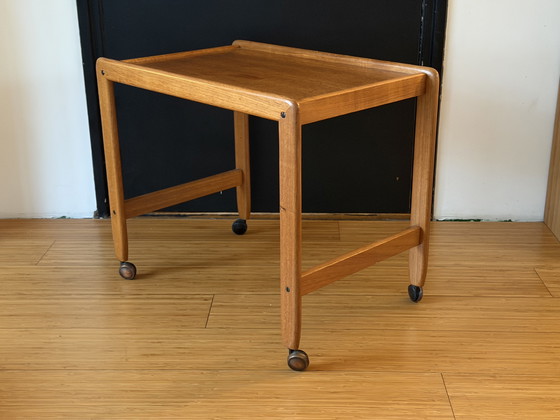 Image 1 of Vintage Deens Teak Bijzettafel/ Trolley
