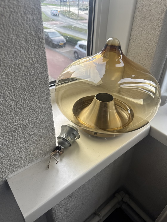 Mid-Century 70er Jahre tropfenförmige Lampe von Dijkstra – Pendelleuchten, Glass, Metal (photo 8 of 8)