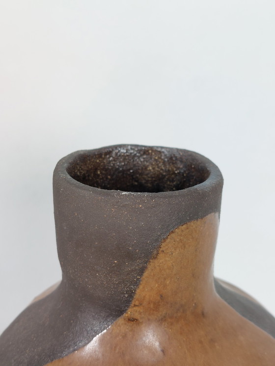 Image 1 of Vaso d'artista in ceramica vintage organica con smalto fluido, anni '80