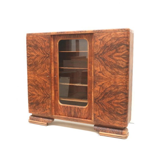Image 1 of Large vintage Art Deco walnut cabinet made in the 1930s