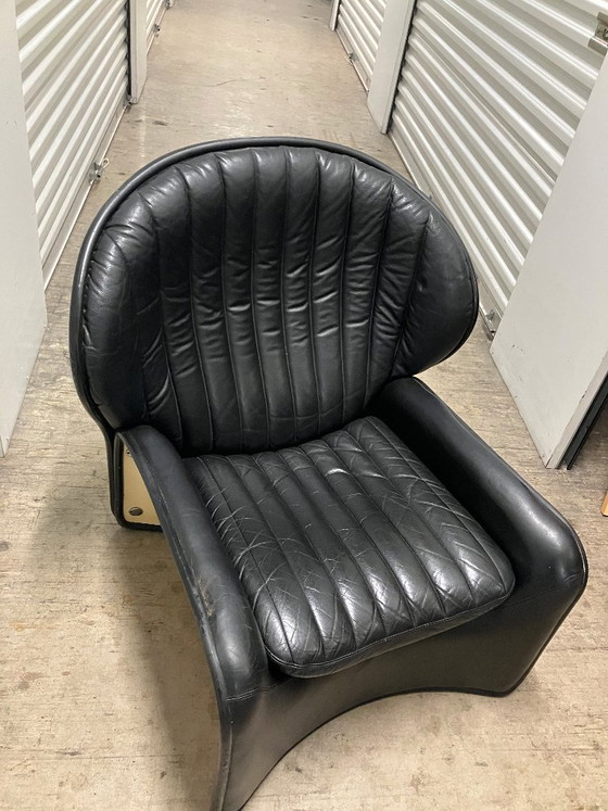Lotus lounge chair André Vandenbeuck (1969), Strässle International, Armchairs, Leather, Plastic, Black (photo 3 of 6)