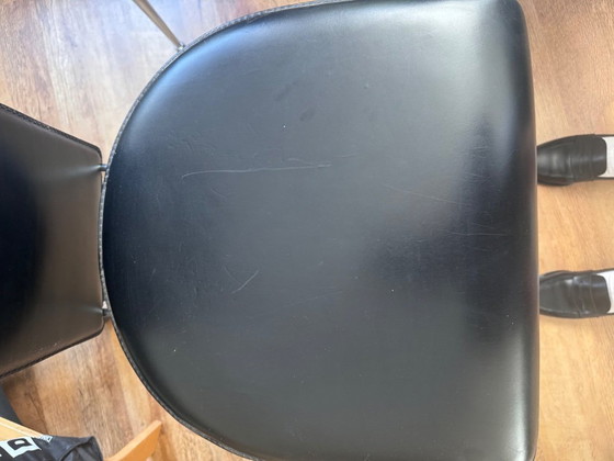 Image 1 of Dining Chairs in Black Leather by Giancarlo Vegni for Fasem, Italy, 1980s, Set of 4