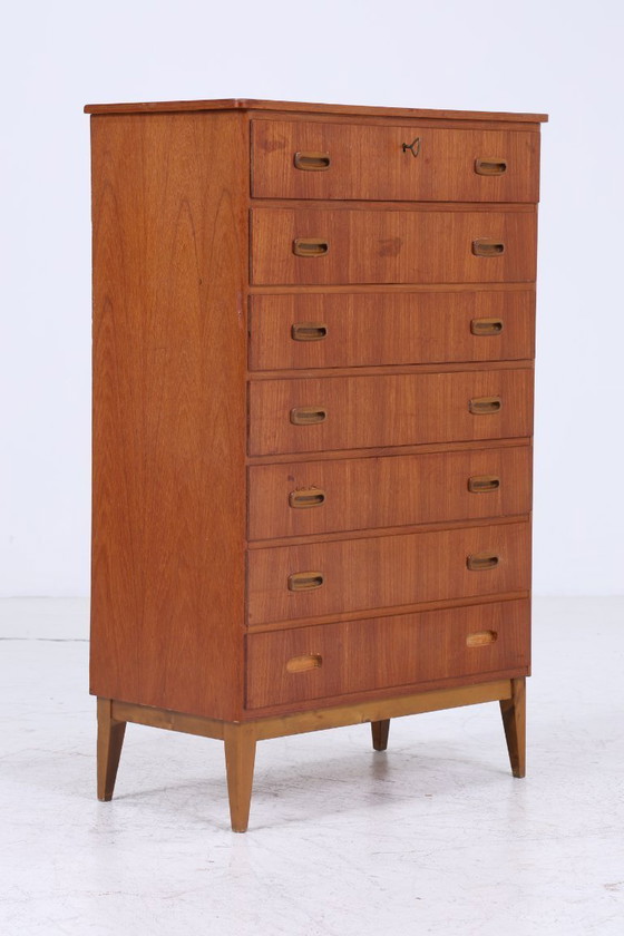 Image 1 of Vintage teakhouten ladekast | Mid Century houten opbergkast 60s mannen ladekast #08-05