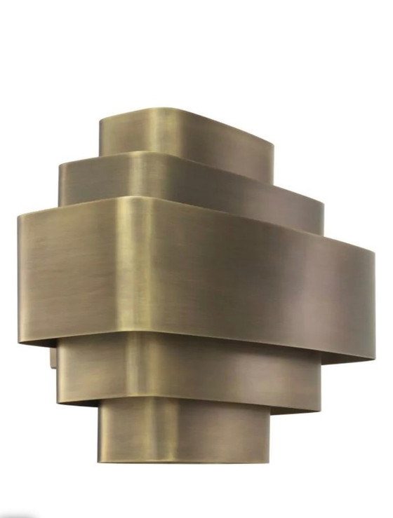 Image 1 of Applique Eichholtz Pegaso, 2 pièces, Art Déco, laiton vintage/laiton brossé