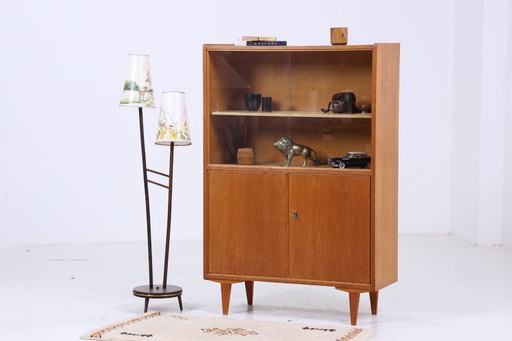 Vintage display cabinet 60s | Mid - Century cabinet retro wood storage #06-37