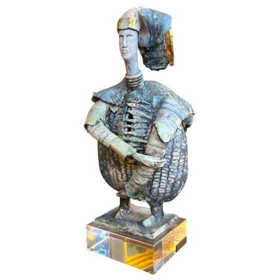 La Sculpture Céramique Le Guerrier en Émail et Dorure de Klara Reynders, 1987 – Ceramic, Surrealism (photo 18 of 18)