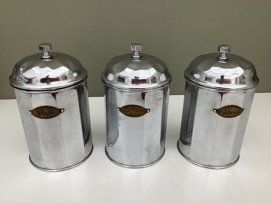 Image 1 of Barattoli vintage in stile Art Déco per caffè, zucchero e cicoria.