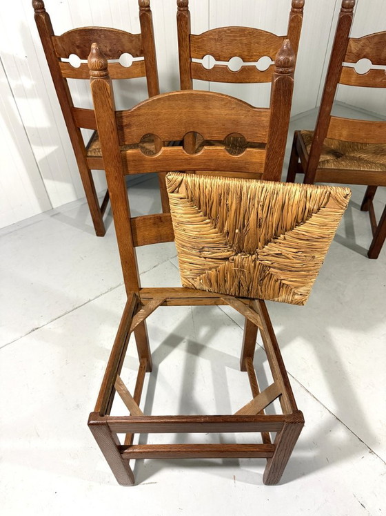 Rustieke Eiken Razor Back Eetkamerstoelen 1960’s – Wicker (photo 17 of 18)