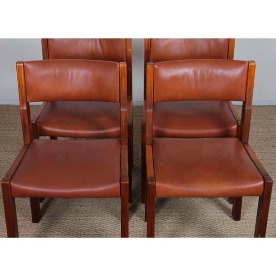 Image 1 of Suite of 4 solid elm chairs published by Self, 1970