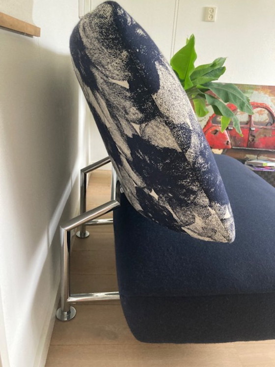 Image 1 of Leolux Akka, Liebessitz und Chaisse Longue, blau mit Blume