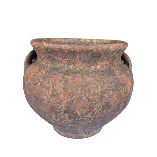 Vase en terre cuite fait à la main au Mexique - patine terreuse