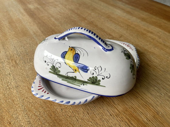 Handbeschilderde botervloot met vogelmotief – Tafelwaar, Ceramic (photo 3 of 6)