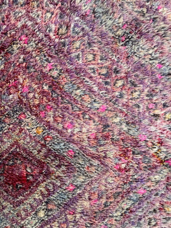Image 1 of Boujad tapijt 210x390 cm – Vintage Marokkaans tapijt – Groot handgemaakt wollen vloerkleed