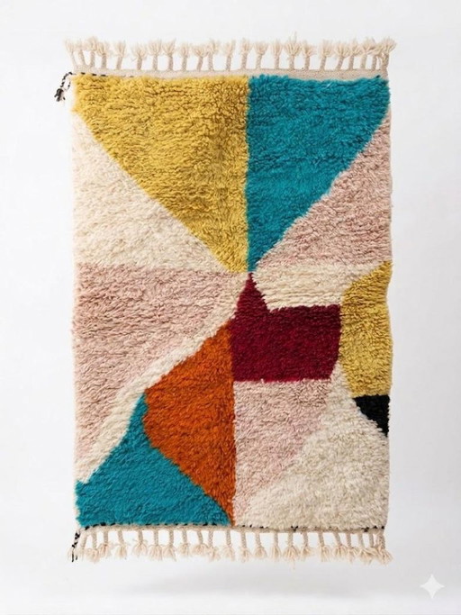 Tappeto berbero marocchino colorato, fatto a mano, 250 cm x 150 cm – vloerkleden en tapijten, Cotton