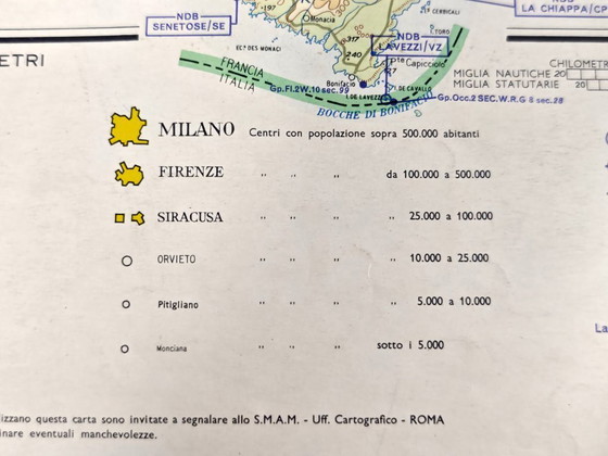 Image 1 of Pair of Italian Military Aeronautical Maps from 1962, North and South Sheets, Large Vintage Geographical Maps