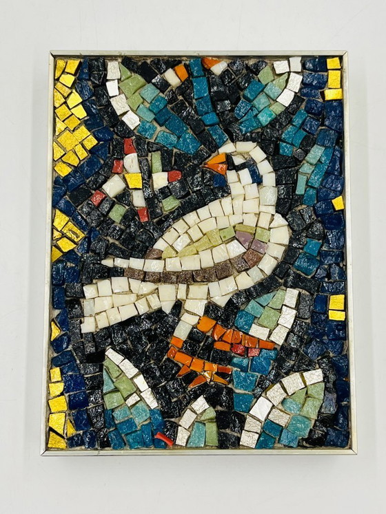 Image 1 of Gerahmtes italienisches Mosaik eines Vogels in Ravenna mit byzantinischen Einflüssen