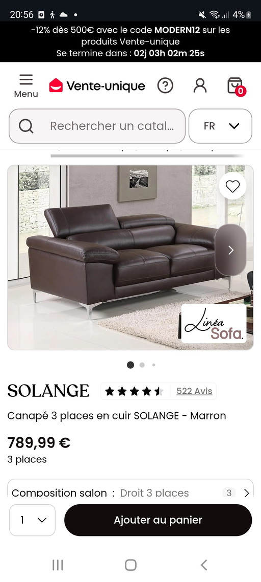 Nieuwe leren 3-zitsbank