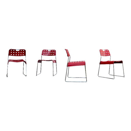4x Omstak stapelbare stoelen van Rodney Kinsmann voor Bieffeplast, Italië, 1971