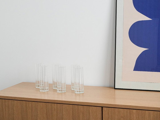Image 1 of Set van zes glazen, Op Art, jaren 60, gemaakt in Italië.