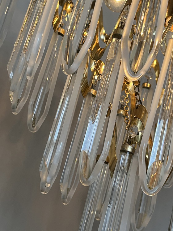 Image 1 of Lampadario di cristallo vintage di lusso in stile Art Déco anni '80