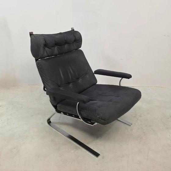 Image 1 of Swing chair 60's chrome met grijs leer 
