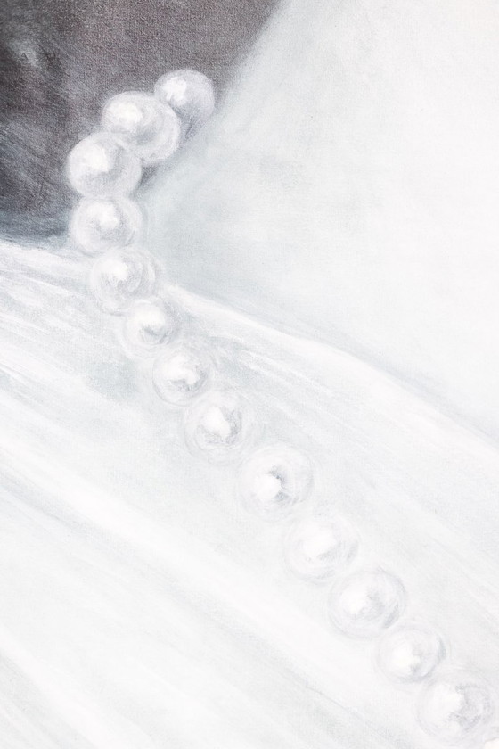 Image 1 of Evelyne Baget Détail peint d’un portrait de jeune femme. Contemporain