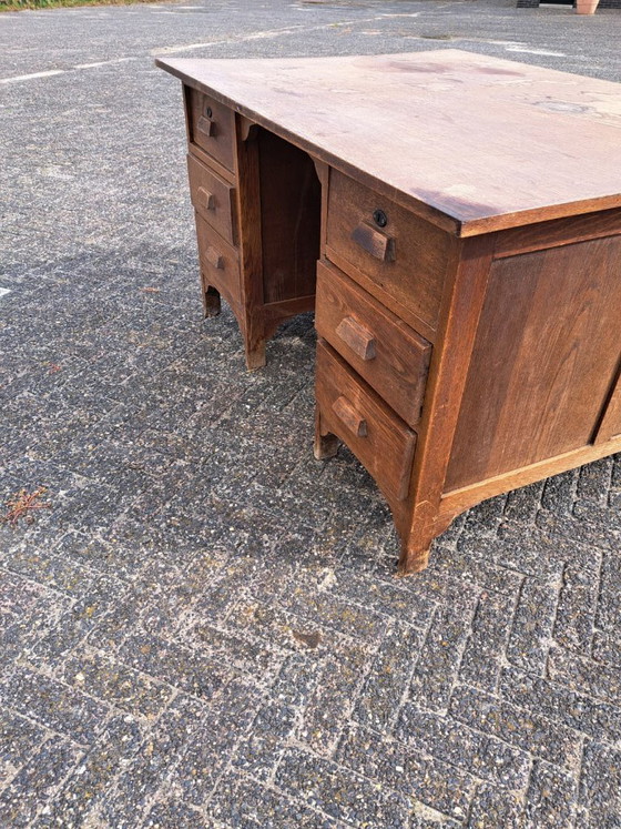 Scrivania doppia vintage in legno con cassetti originali – Scrivanie, Wood (photo 6 of 8)