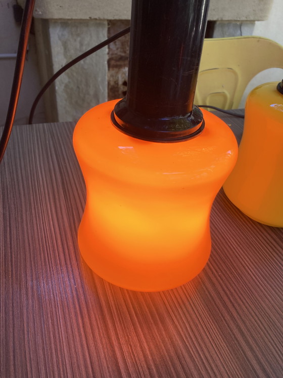 Image 1 of 2 Opaline pendant lights by Massimo Vignelli Made in Italy vintage 