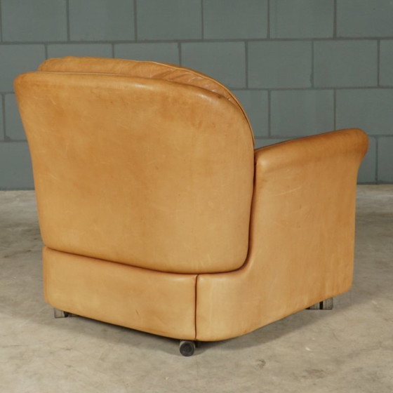 Image 1 of Vintage leather armchair with footstool – Hans Kaufeld – 1970s