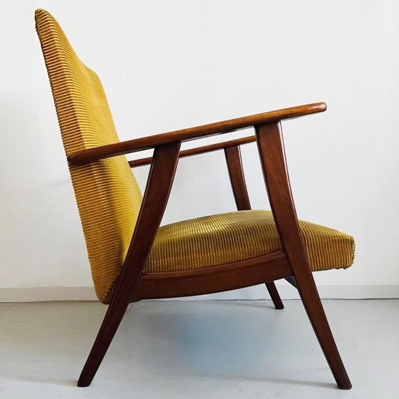 Image 1 of Vintage mid-century Scandinavian armchair teak ochre yellow 1960's
