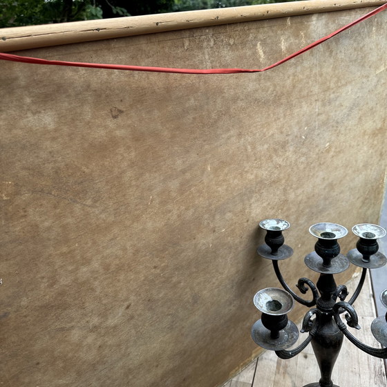 Image 1 of Large school plate Cornelis Jetses (1932) - J.B. Wolters Groningen-Djakarta - 73×103 cm - with wooden cane